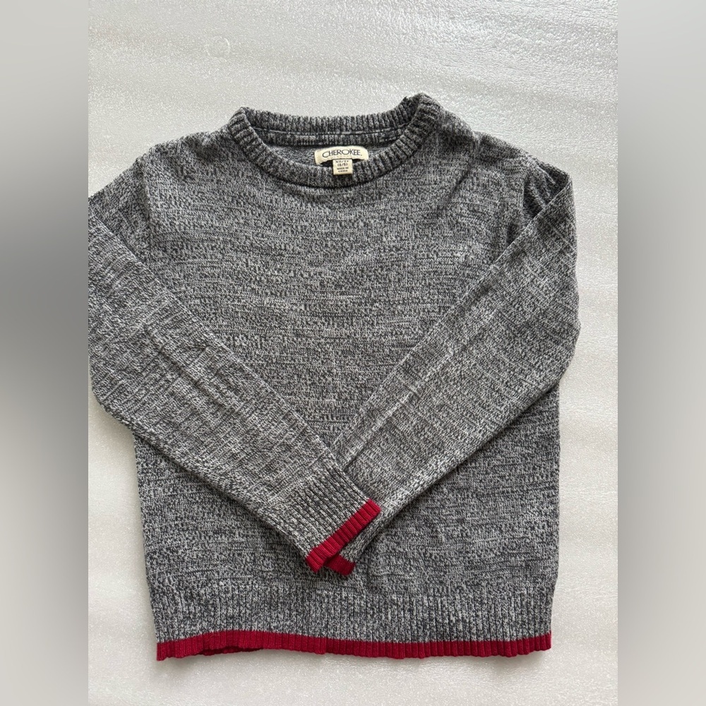 Cherokee Gray Sweater with Red Trim Boys Size 4/5